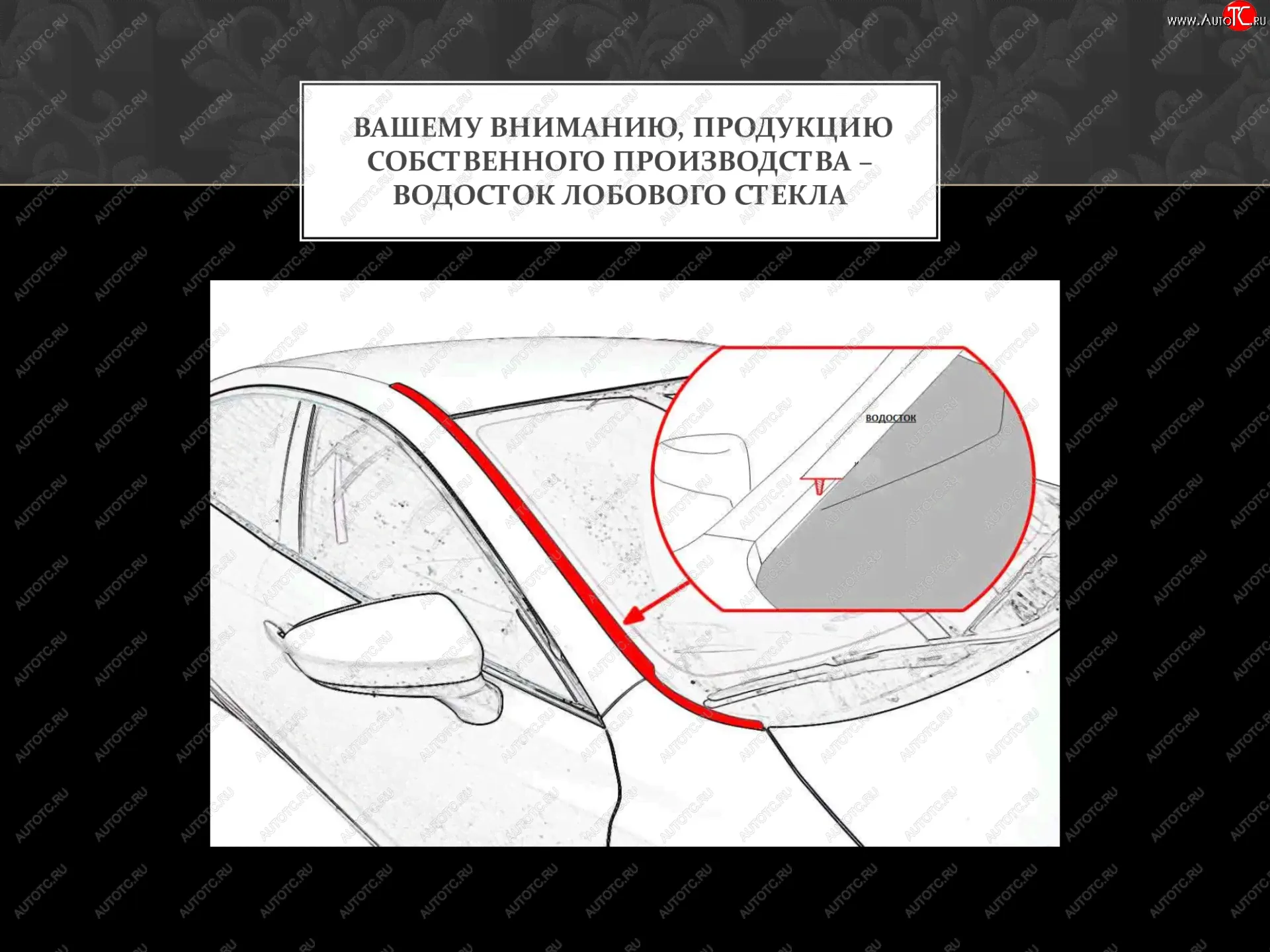 Водостоки лобового стекла Стрелка 11 Mitsubishi ASX (2010-2024) (Автомобиль с рейлингами)