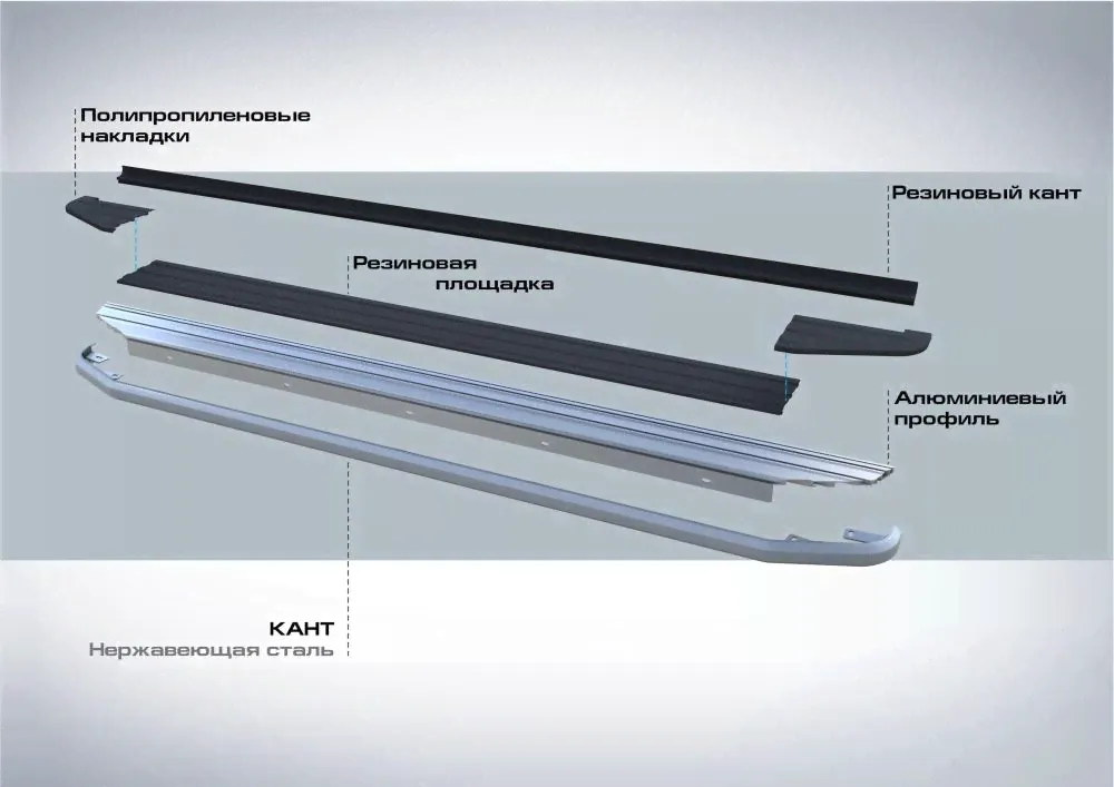 Пороги алюминиевые Rival Premium для Mitsubishi ASX/Outlander/Peugeot 4007/4008/Citroen C 2006--2