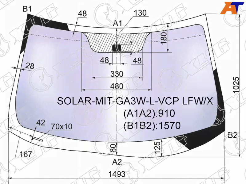 Стекло лобовое (Атермальное) Mitsubishi ASX 10- / Citroen C4 Aircross 12-16 / Peugeot 4008 12-15 XYG | Арт. SOLAR-MIT-GA3W-L-VCP LFW/X