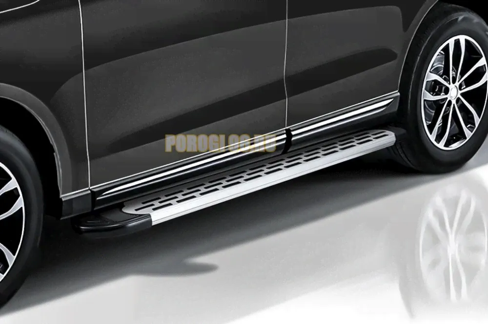 Пороги алюминиевые "Premium Silver" 1700 серебристые Slitkoff для Mitsubishi ASX 2014--4