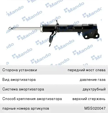 Амортизатор MITSUBISHI ASX (10-) передний левый газовый MANDO