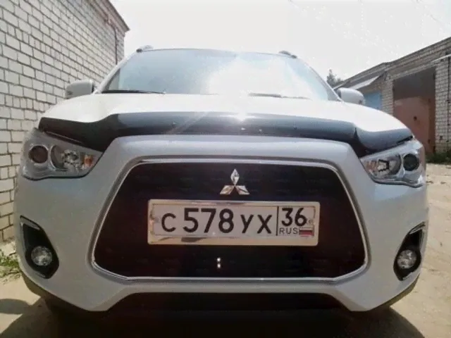 MMC ASX Дефлектор капота, темнодымчатый, с логотипом-0