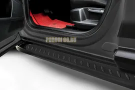 Пороги алюминиевые "Premium Black" 1700 черные Slitkoff для Mitsubishi ASX 2014-