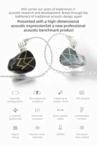KZ ASX 20 BA блок HIFI бас наушники-вкладыши(без микрофона)